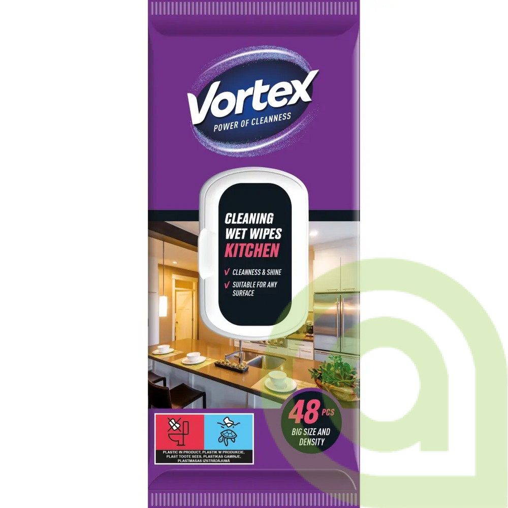 Vlhčené utierky VORTEX, do kuchyne, 48ks