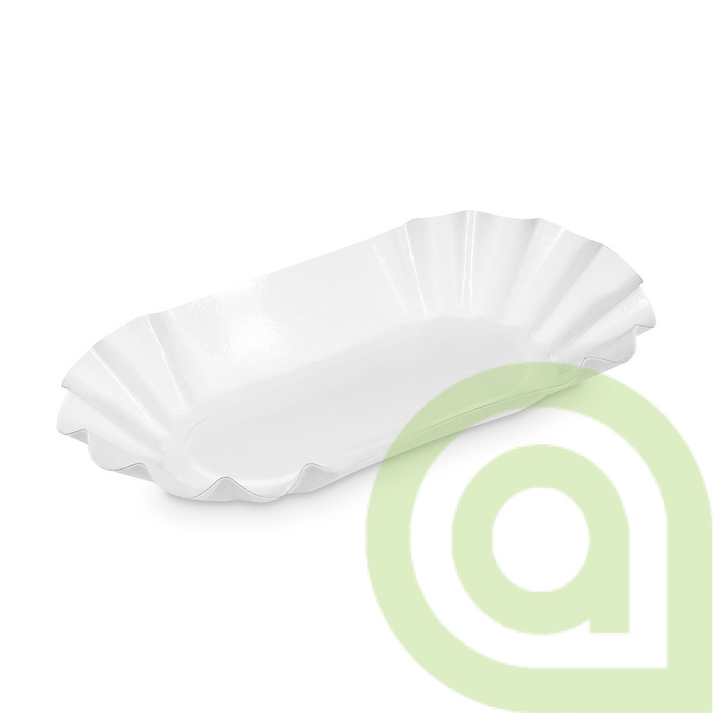 Papierová miska nepremastiteľná, oválna biela 20,5x12,5x3,5cm 250ks