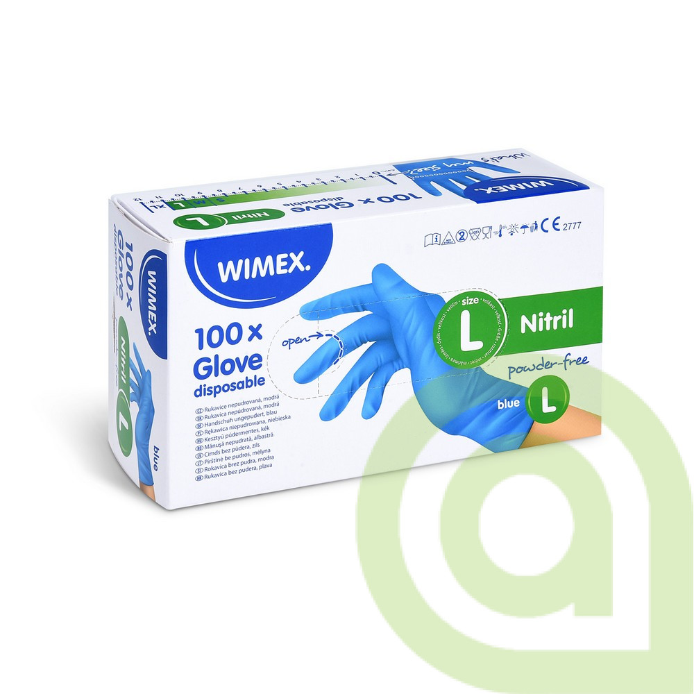 Rukavica (Nitril) nepúdrovaná modrá L, 100ks
