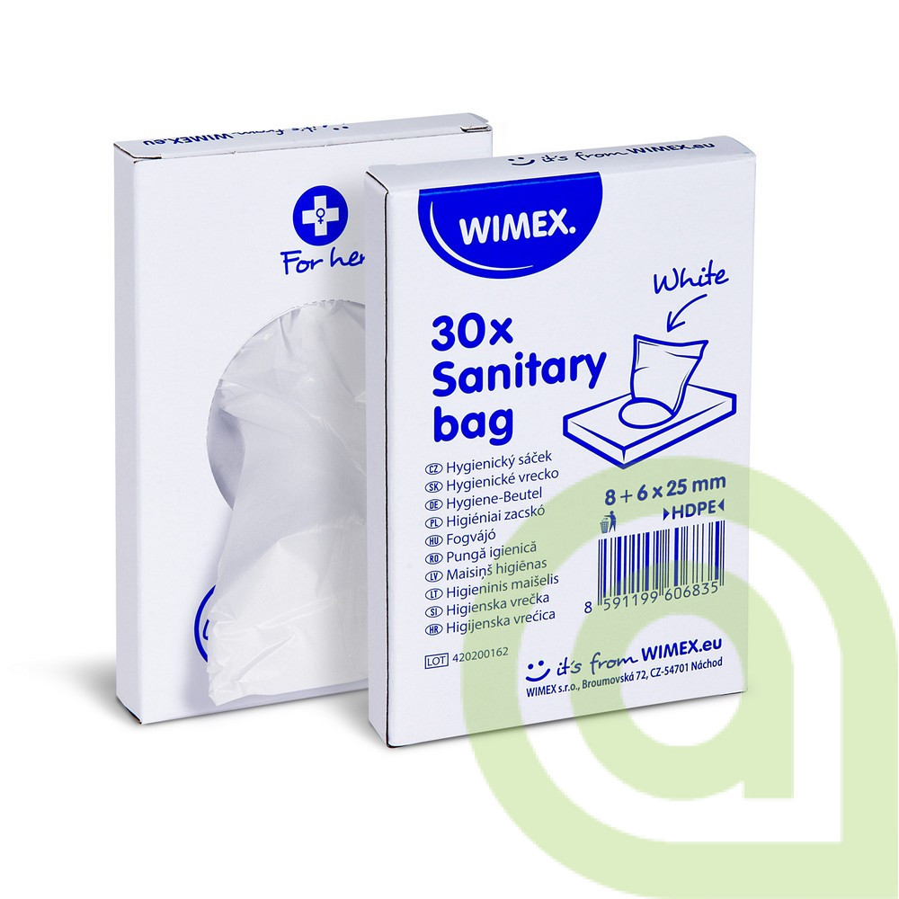 Hygienické vrecko (HDPE) biele, 8+6 x 25 cm, 30ks