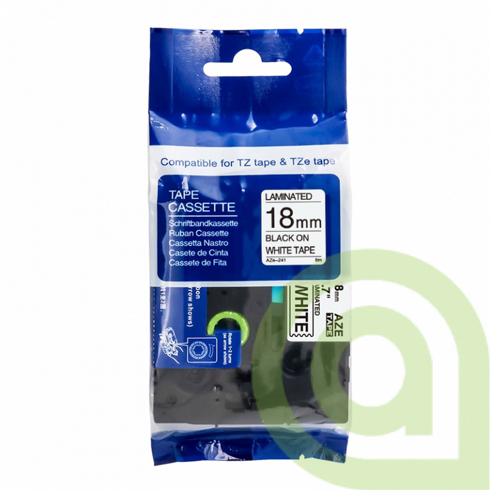 Kompatibilná páska s Brother TZ-241, 18mm x 8m, čierna tlač / biely podklad, 1ks