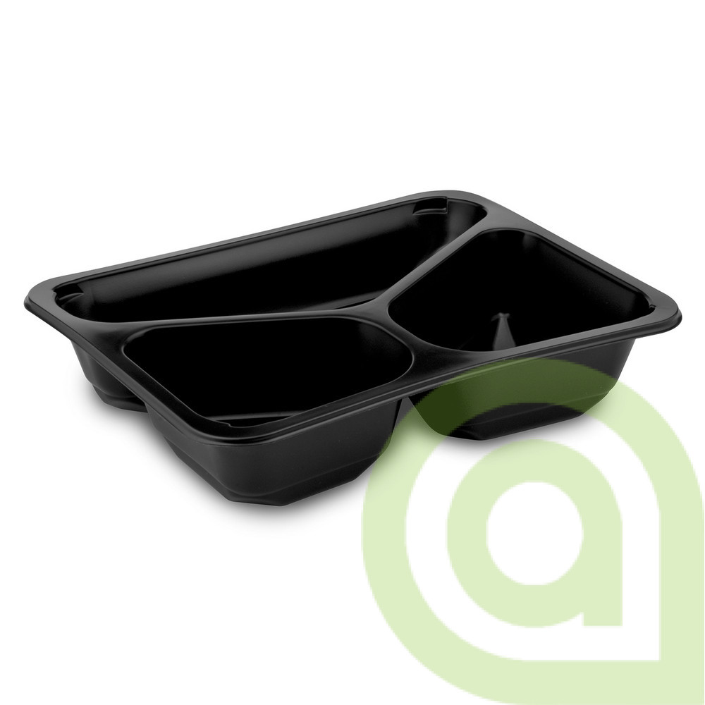 Menu misa (PP) 3dielna čierna, 227 x 178 x 50 mm, 50ks