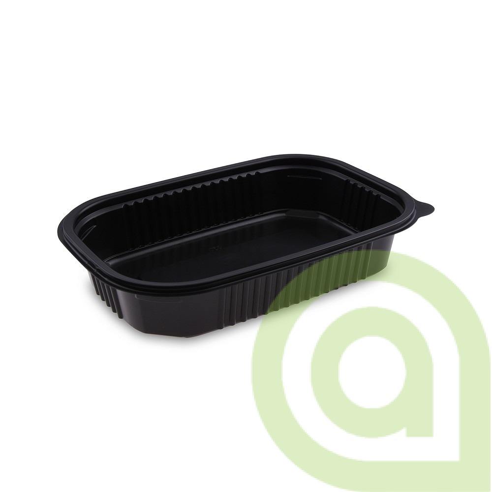 Menu misa do mikrovlnky (PP) nedelená čierna 221 x 151 mm 850ml [50 ks]
